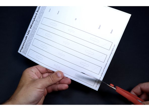 Print off the Whirlybird Rotor Template on heavy cardstock. Use a scissors to cut out one blade. Use your Exacto knife to remove the three slots that are outlined on that blade.