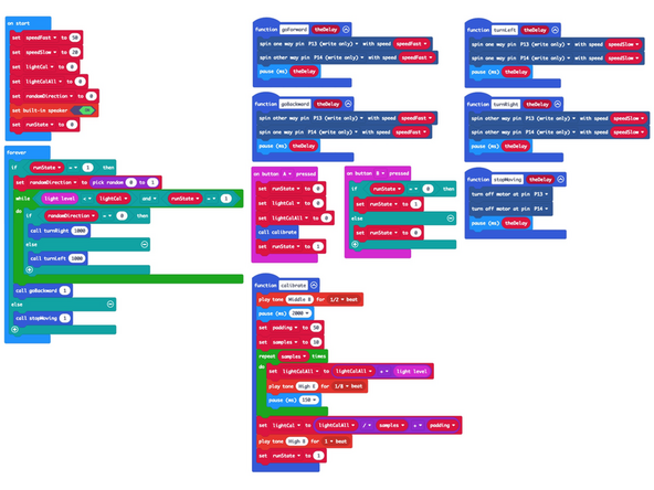 This Turner version of the code adds a few features, the most important being that the Rover will no longer sit still.