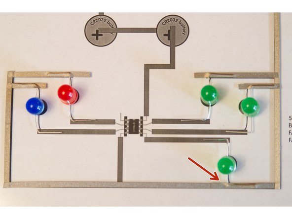 Bend the LED legs to help them stand upright, and so you can run the Maker Tape across a longer portion of the leg for better conductivity and attachment.