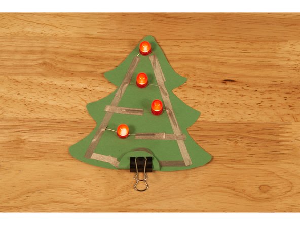 Once your circuit is complete and works properly you can add a binder clip to hold the battery in place.