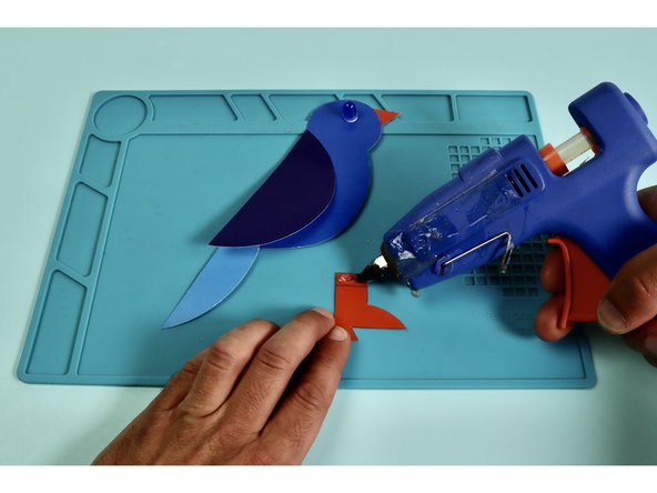 Your bird is complete! Test your switch by squeezing the wing where the switch is located. The bird's eye should light up.