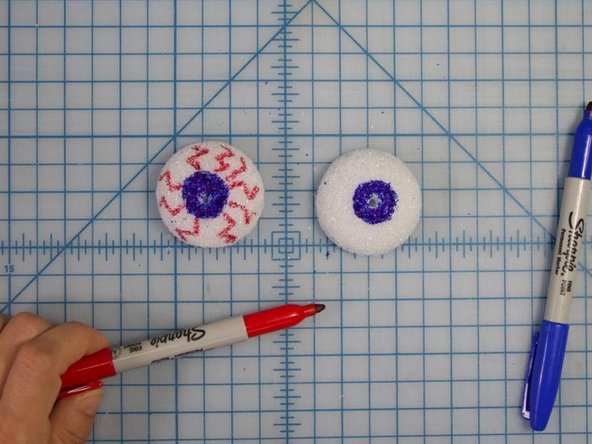 Tip: When drawing on styrofoam- instead of dragging the marker tip across the foam,  its easier to press the tip of the marker into the foam like you are making a series of dots.