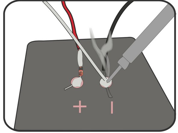 Solder your Black wire to the (-) Negative side of the Solar Cell.