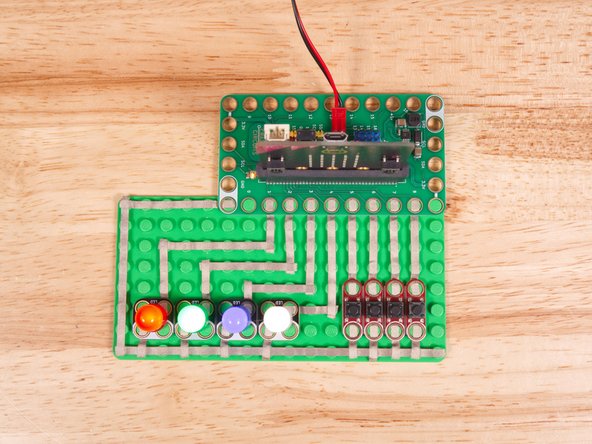 Connect LEDs to Pin 1, Pin 2, Pin 3, and Pin 4. Connect Buttons to Pin 5, Pin 6, Pin 7, and Pin 8.