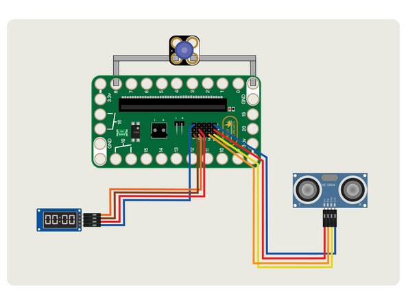 You should now have your LED connected with Maker Tape, and your sensor and display connected with jumper wires.