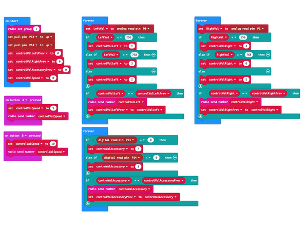 If you've got a Rover Thumbstick Remote you can use the following code to control the Rover and Lifter.