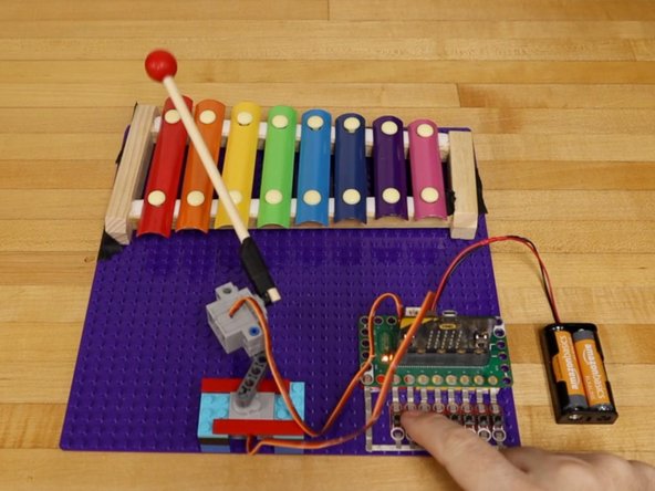 Once you've got your xylophone circuit built, all the LEGO pieces, and your code is loaded... try it out!