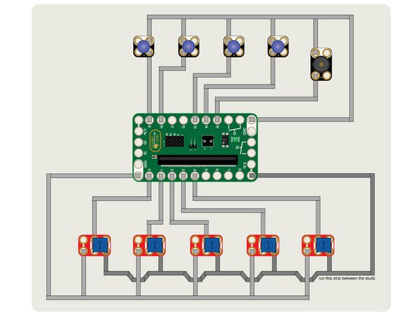 In typical wiring diagrams there’s a special symbol that is used for showing where wires cross over but do not connect. In the diagram we’ve used our own “tape symbol” to show this, but you don’t really need to make this shape with the tape.