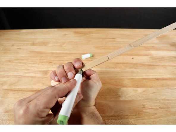 Grab your wand from the bottom and make a mark where your index finger naturally hits the wand. This will be the location of a simple switch that turns the LED on and off.