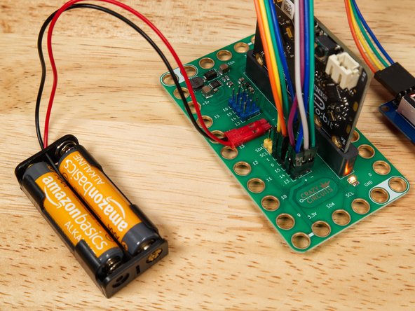 While testing various sensors you'll be moving the Bit Board and micro:bit around, so it may be easier to use the battery pack to power the circuit.