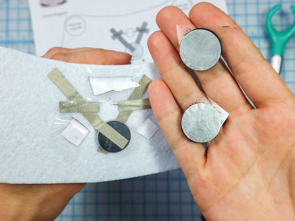 Peel the paper backing off of each hook and loop dot and place it where shown on the template.