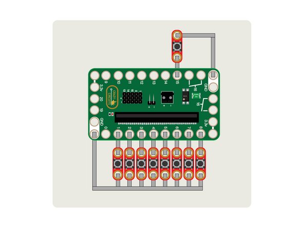 We're going to add 8 pushbuttons to our circuit, each of which will trigger the mallet to strike a different note.