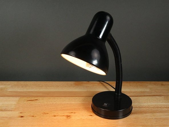 We used a cheap desk lamp that uses standard E26 bulbs. (E26 is the classic &quot;normal&quot; light bulb in the US that has been around forever, before LED lights became popular.)