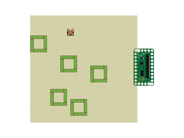 We're going to attach our Bit Board to the right edge of the LEGO baseplate. (We only need to connect Maker Tape to one side of the Bit Board.)