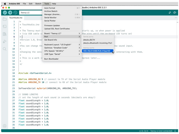 Since we're using a Teensy LC inside the Invention Board you'll also need to download some additional resource files for that board. See the instructions on the  PJRC website.