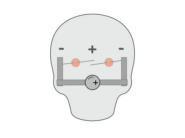Stick the battery to the Tape Loop with the negative side down to the Tape Loop and the positive side facing up. (Positive is the shiny side with a + sign on it.)