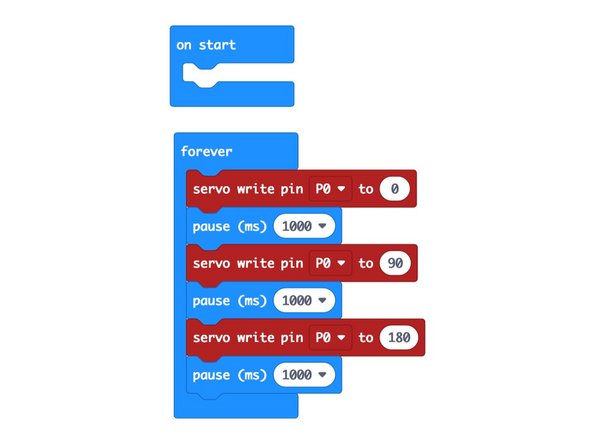 Here's our first code example,  LC270 Servo 1: https://makecode.microbit.org/_Voud90hpf...