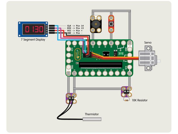 We'll add the 7 Segment Display by using four Female/Female jumper wires.