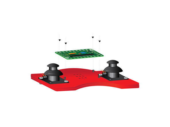 Orient your Bit Board so that the long side with clustered pins faces the curved bump out and the black micro:bit slot faces the inward curve. Press into place atop the four black pins.