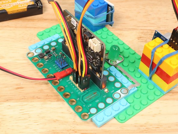 You should now have your LED connected with Maker Tape, and your sensor and display connected with jumper wires.