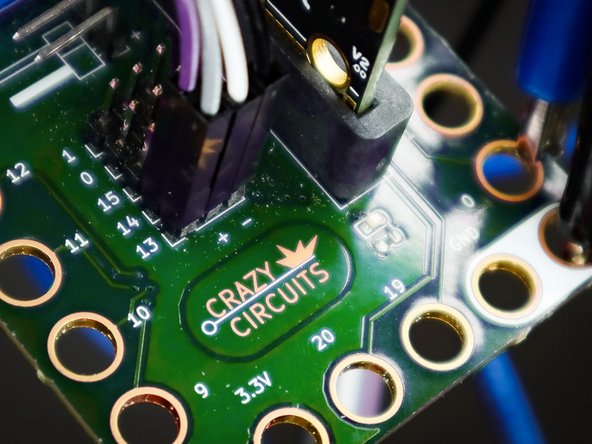 Connect the 7 Segment Display: CLK to Pin 14, DIO to Pin 13, VCC to the + (positive) column, and GND into the - (negative) column.
