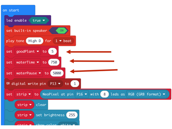There are two variables you can adjust in the on start section of the code.