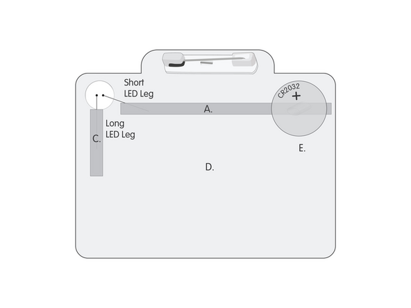 Measure, cut, peel, and stick a piece of Maker Tape down as indicated atop the letter 'C.'
