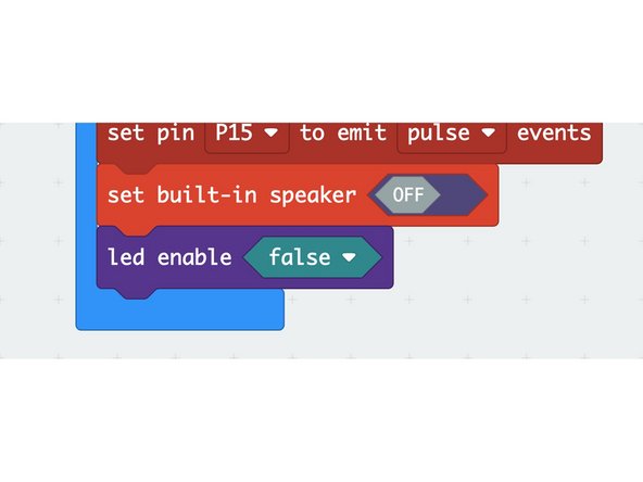 In the code, set the &quot;built in speaker&quot; to off, then re-download the code to the micro:bit.