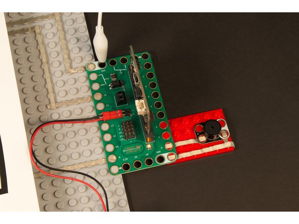We'll connect the Crazy Circuits Piezoelectric Speaker Chip to our circuit.