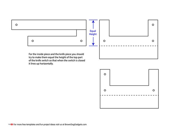We wanted to make our switch as large as we could using three pieces of 18&quot; x 18&quot; cardboard, so we planned out the sizes of the pieces to fit that. Note that we angled the longer &quot;knife piece&quot; at a 45 degree angle.