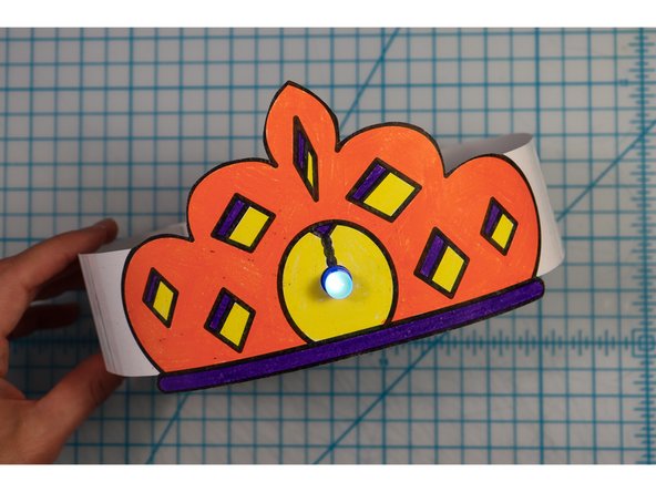 Cut out the side strips and tape them to the hat with the slits facing up on one side and down on the other.