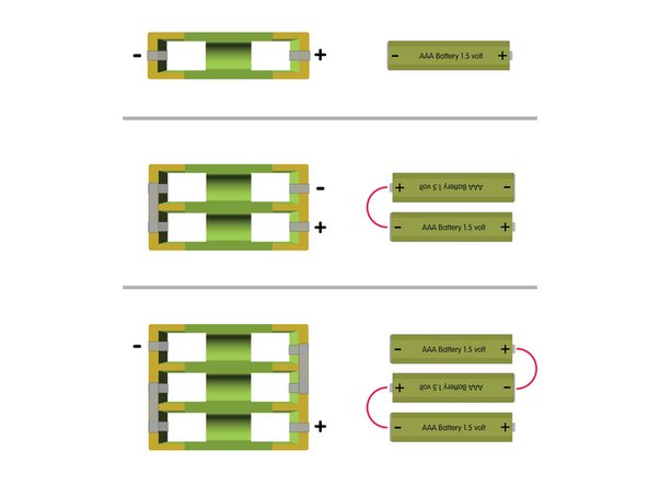 For the single battery holder you just need to add a piece of tape looped around each end so the positive and negative side of the battery will make contact with the tape when pressed in place.