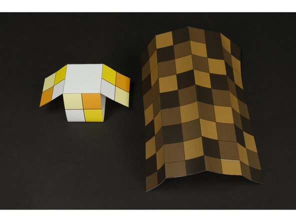 Fold each piece as indicated using the lines on the outside as a guide.