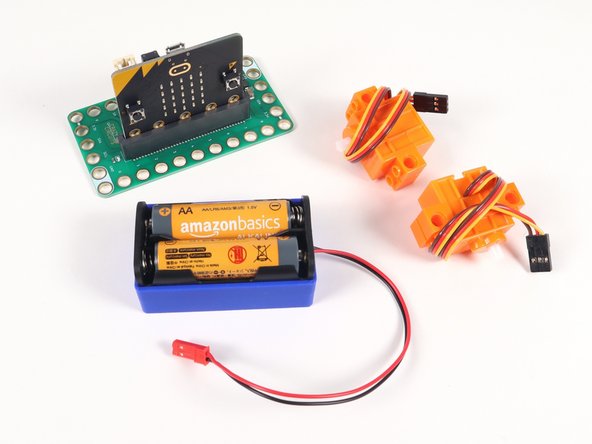 You'll also need a Bit Board and micro:bit, along with two Brick Compatible Continuous Rotation 360 Degree Servos, and a Battery Pack.