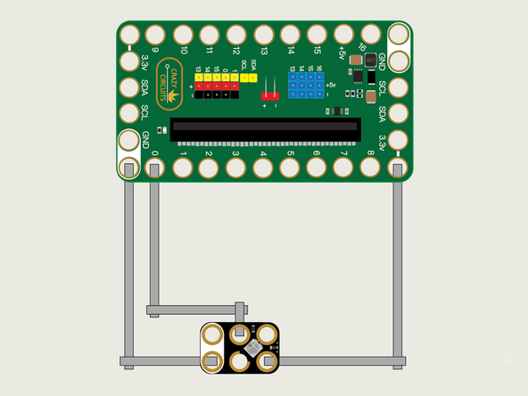 We'll use Maker Tape to connect the NeoPixel to the Bit Board on a LEGO baseplate.