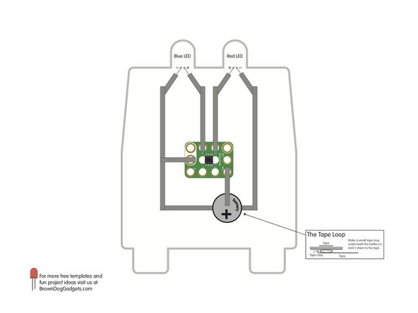Tape down the LED legs to hold them in place.
