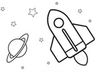 Simple Uncolored Rocket Card