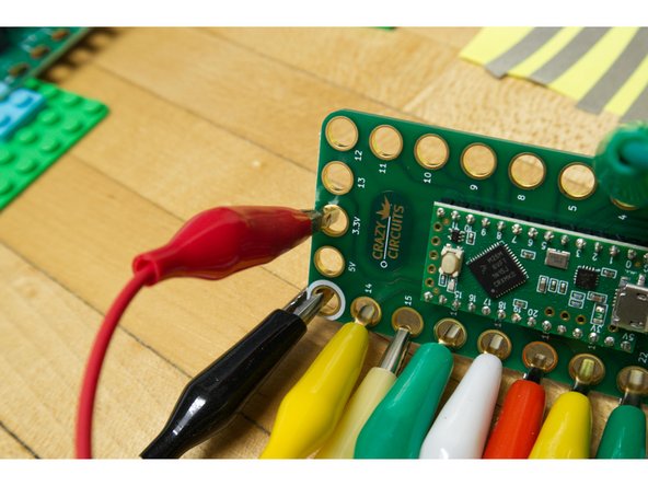If you've got Maker Tape and a LEGO baseplate that's another way to connect the potentiometer. The &quot;center&quot; hole of the potentiometer goes to Pin 14, one side goes to GND and one side goes to 3.3v