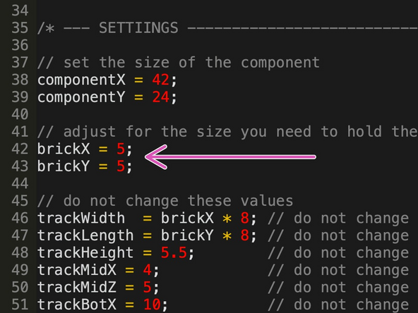 If you want to adjust the Track part (that sits on bricks) we can do that with two more settings.