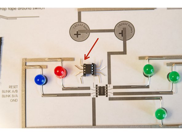 While you can just bend up the legs of an ATtiny85 and tape those down, we found that this does a few things... First, it ruins the chip as you won't be able to easily reprogram it or put it into a socket or breadboard, and second, the legs are tiny and the tape has a hard time sticking to them well.