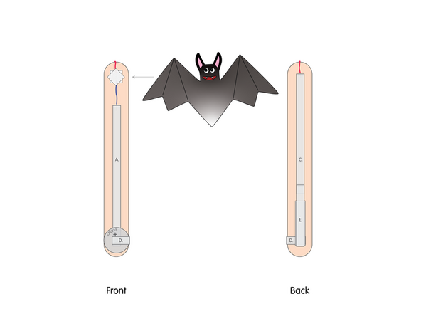 Add another square of double sided tape onto the shaft of the motor, and then stick the bat to it.