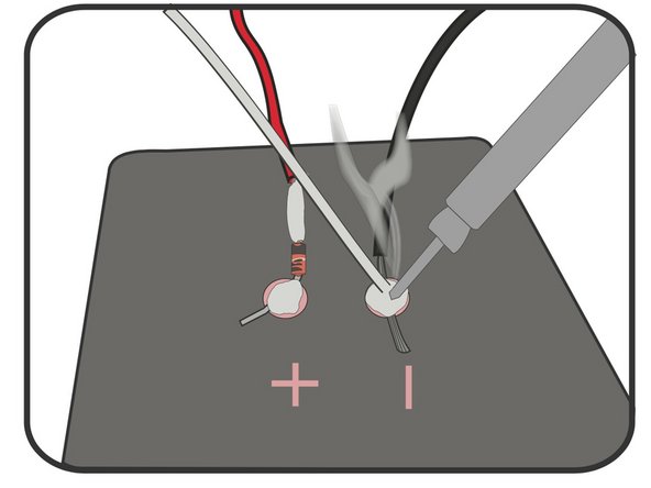 Solder your Black wire to the (-) Negative side of the Solar Cell.