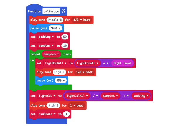 We need to calibrate the light levels in the room before the micro:bit can tell if a light is shining on it.