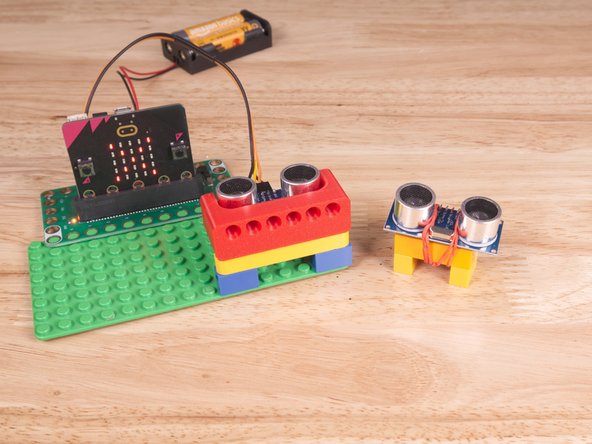 We used a 3D printed part we designed to hold the Distance Sensor in place on the LEGO baseplate.