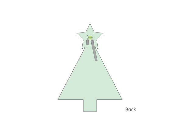 Add the negative piece of Maker Tape to the LED leg on the right side. (This will connect the negative leg to the negative side of the battery.)