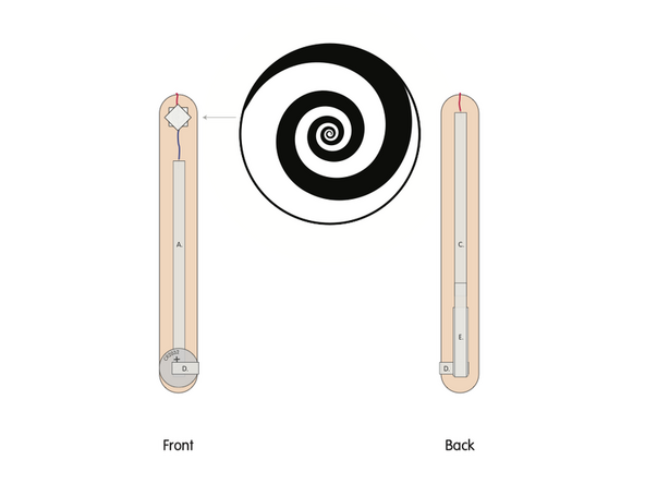 Add another square of double sided tape onto the shaft of the motor, and then stick the hypno wheel to it.
