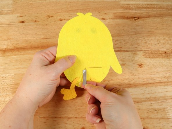 Bend the shorter (Negative) LED leg down toward the bottom and the longer (Positive) LED leg over towards the right.