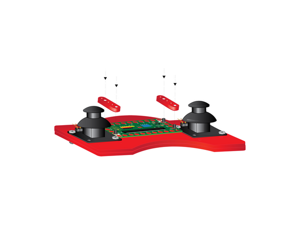 Use the (2) five-hole beams to secure the Bit Board in place by pressing them onto the four black pins. Use the beam holes shown in white.