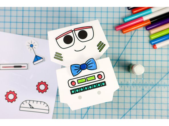 Color them, then glue them to the Bot's body.