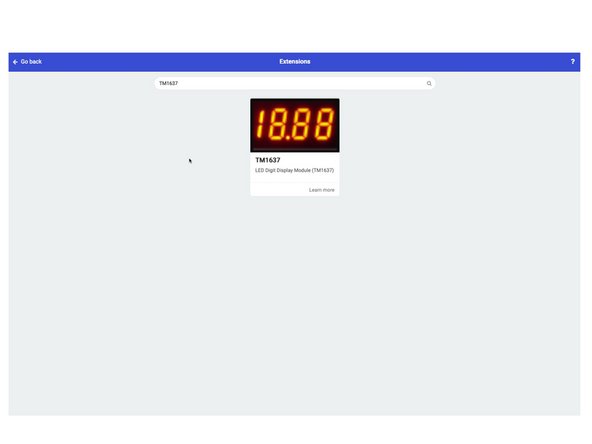 We're going to type TM1637 into the search bar, and we should get the TM1637 as a result.